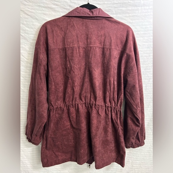 CS Signature Jacket Womens Burgundy Reversible Full Zip Velvet/Windbreaker Sz S - Picture 8 of 8